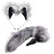 Tailz Grey Wolf Tail Anal Plug & Ears Set 