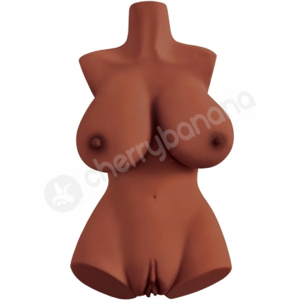 PDX Plus Perfect 10 Torso Vaginal & Anal Masturbator With Breasts - Brown