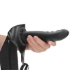 Ouch! Textured Black 8" Curved Hollow Strap-on Adjustable Set