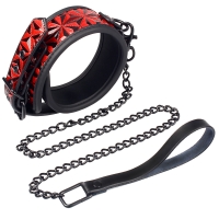 Cherry Banana Thrill Red Faux Leather Bondage Collar