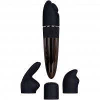 Evolved Tiny Treasures Black Chrome Mini Massager With Silicone Attachable Heads