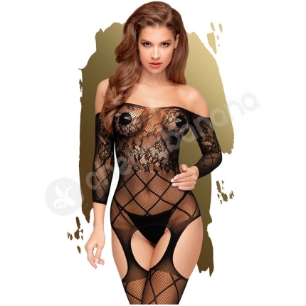 Penthouse Lingerie Black Top-Notch Suspender Bodystocking