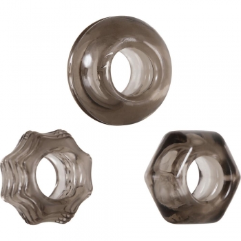 Zero Tolerance Triple Thick Grey Stretchy Cockrings 3pk