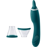 Inya Triple Delight Green 3 in 1 Vibrator With Tongue Stimulator & Suction Cups