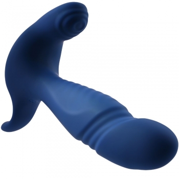 Gender X True Blue Thrusting Shaft  4.1" Anal & Perineum Vibrating Massager