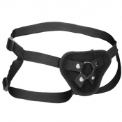 Ouch Black Velvet & Velcro Adjustable Harness With O-ring