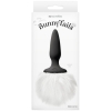 Bunny Tails Mini White Fluffy Fur Tail Black Silicone 2.5" Butt Plug