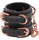Bondage Couture Black & Rose Gold Luxurious Adjustable Wrist Cuffs Restraints