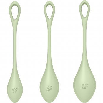 Satisfyer Yoni Power 2 Green Silicone Kegel Pelvic Floor Training 3 Piece Set