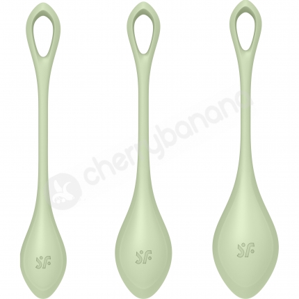 Satisfyer Yoni Power 2 Green Silicone Kegel Pelvic Floor Training 3 Piece Set Satisfyer Yoni Power 2 Green Silicone Kegel Pelvic Floor Training 3 Piece Set