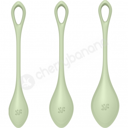 Satisfyer Yoni Power 2 Green Silicone Kegel Pelvic Floor Training 3 Piece Set