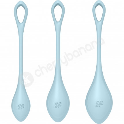 Satisfyer Yoni Power 2 Blue Silicone Kegel Pelvic Floor Training 3 Piece Set