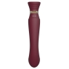 Zalo Queen Wine Red G-spot Pulse Wave Vibrator with Suction Sleeve