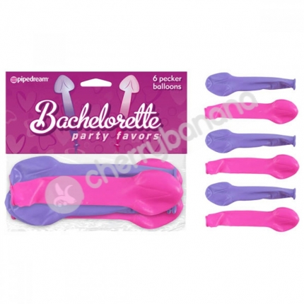 Bachelorette Party Favors Pink/Purple Pecker Balloons 6 Pack