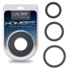 Hombre Snug Fit Thin Black Cock Ring 3 Pack