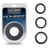 Hombre Xtra Stretch Black Cock Ring Bands 3 Pack