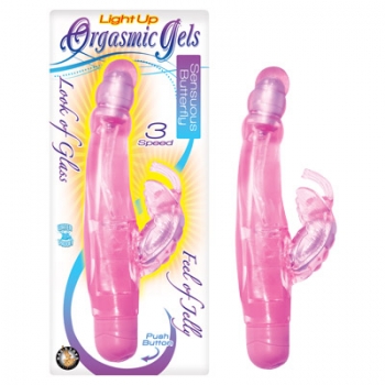 Light Up Orgasmic Gels Pink Sensuous Butterfly Vibrator
