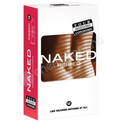 Four Seasons Naked Ribbed Regular Condoms 12 Pack