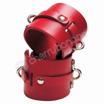 Kinklab Bondage Basics Red Leather Ankle Cuffs