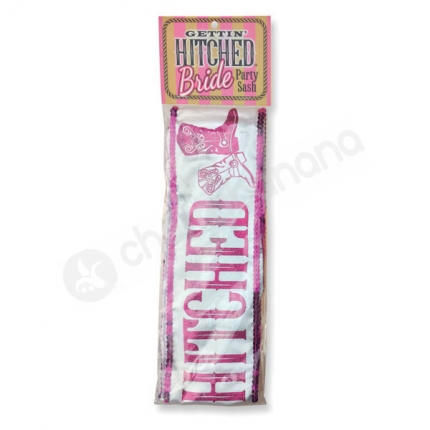 White Gettin' Hitched Bride Party Sash