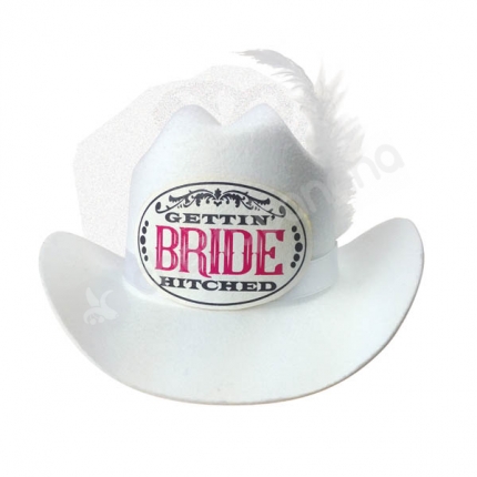 White Bride Cowboy Hat With Veil