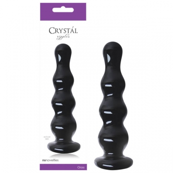 Crystal Ripples Black Rippled Butt Plug