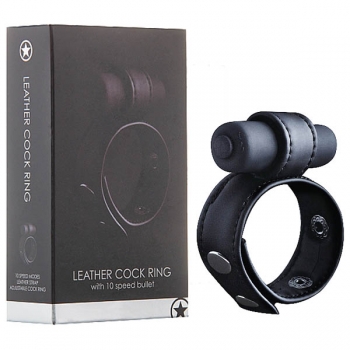 Ouch! Black Leather Cock Ring