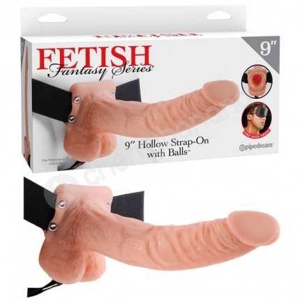 Fetish Fantasy Series Flesh 9'' Hollow Strap-on With Balls Fetish Fantasy Series Flesh 9'' Hollow Strap-on With Balls