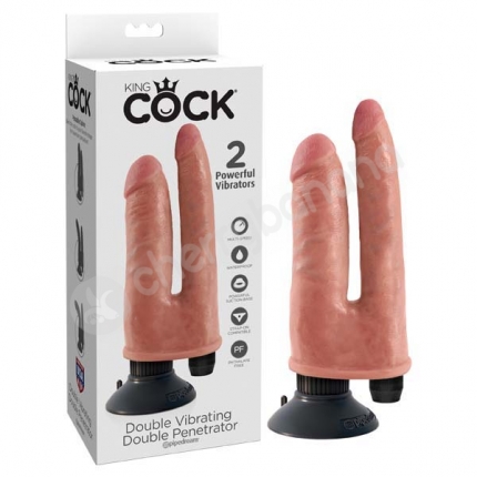 King Cock Flesh Double Vibrating Double Penetrator Dildo