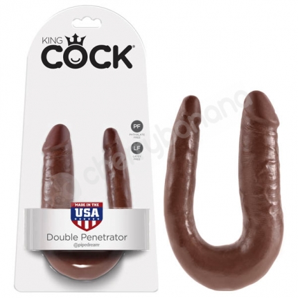 King Cock Brown U-shaped Small Double Trouble Dildo