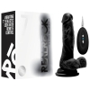 Realrock Vibrating 7'' Black Realistic Cock With Scrotum