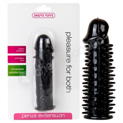 Shots Black Realistic Spikey Penis Extension Sleeve