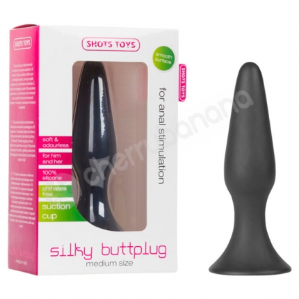 Shots Toys Black Medium Silky Butt Plug