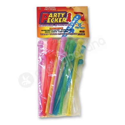 Party Pecker Coloured Sipping Straws 12 Pack
