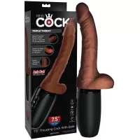 King Cock Plus Brown Triple Threat 7.5'' Thrusting & Heating Cock With Balls