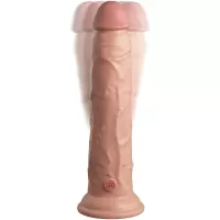King Cock Elite 9'' Vibrating Flesh Dual Density Cock Dildo With Remote