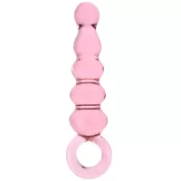 Crystal Pleasures Glass Pink Anal Delight Beaded Dildo