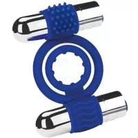 Zolo Duo Vibrating Stretchy Blue Cockring With 2 Removable Bullets 