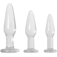 Adam & Eve Clear Glass Anal Training Trio - Set of 3 Sizes