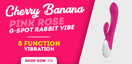 Cherry Banana Pink Rose 8 Function G-Spot Rabbit Vibrator