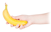 man holding banana